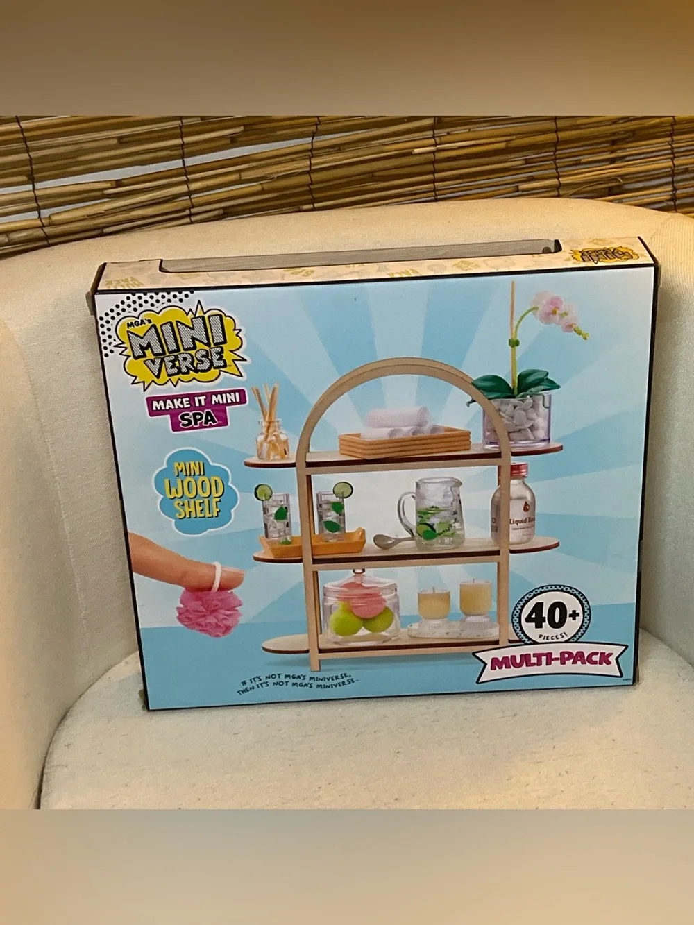 Mini Verse Make It Mini Spa Playset - Pink & Blue Mini Wood Shelf